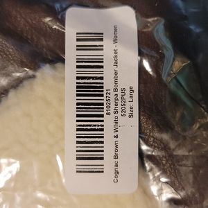 Cognac brown & white Sherpa Bomber Jacket
